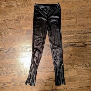 Miley Cyrus Max Leather Zipper Leggings